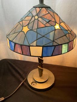 DISNEY Mickey and Minnie Stained Glass Lamp, 75th Anniversary 2003