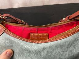 Dooney & Bourke Genuine Leather Purse, Light Blue tinted Leather, w/ Red Lining