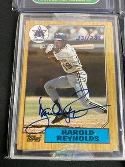 Collection of 4 Signed Baseball Cards incl. 3x Harold Reynolds & 1 Edgar Martinez - See pics