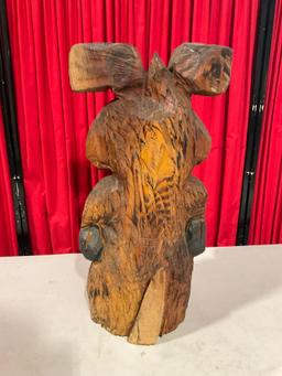 Chainsaw Carved Moose Statue w/ Beaded eyes & Robust Features - See pics