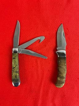 2 pcs Elk Ridge 440 Steel Folding Blade Lock Back Pocket Knives Models 89C & 138. NIB. See pics.