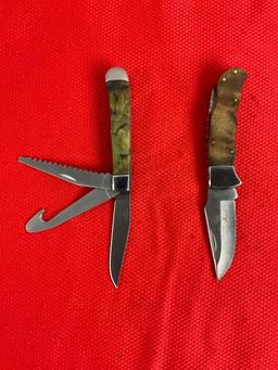 2 pcs Elk Ridge 440 Steel Folding Blade Lock Back Pocket Knives Models 89C & 138. NIB. See pics.