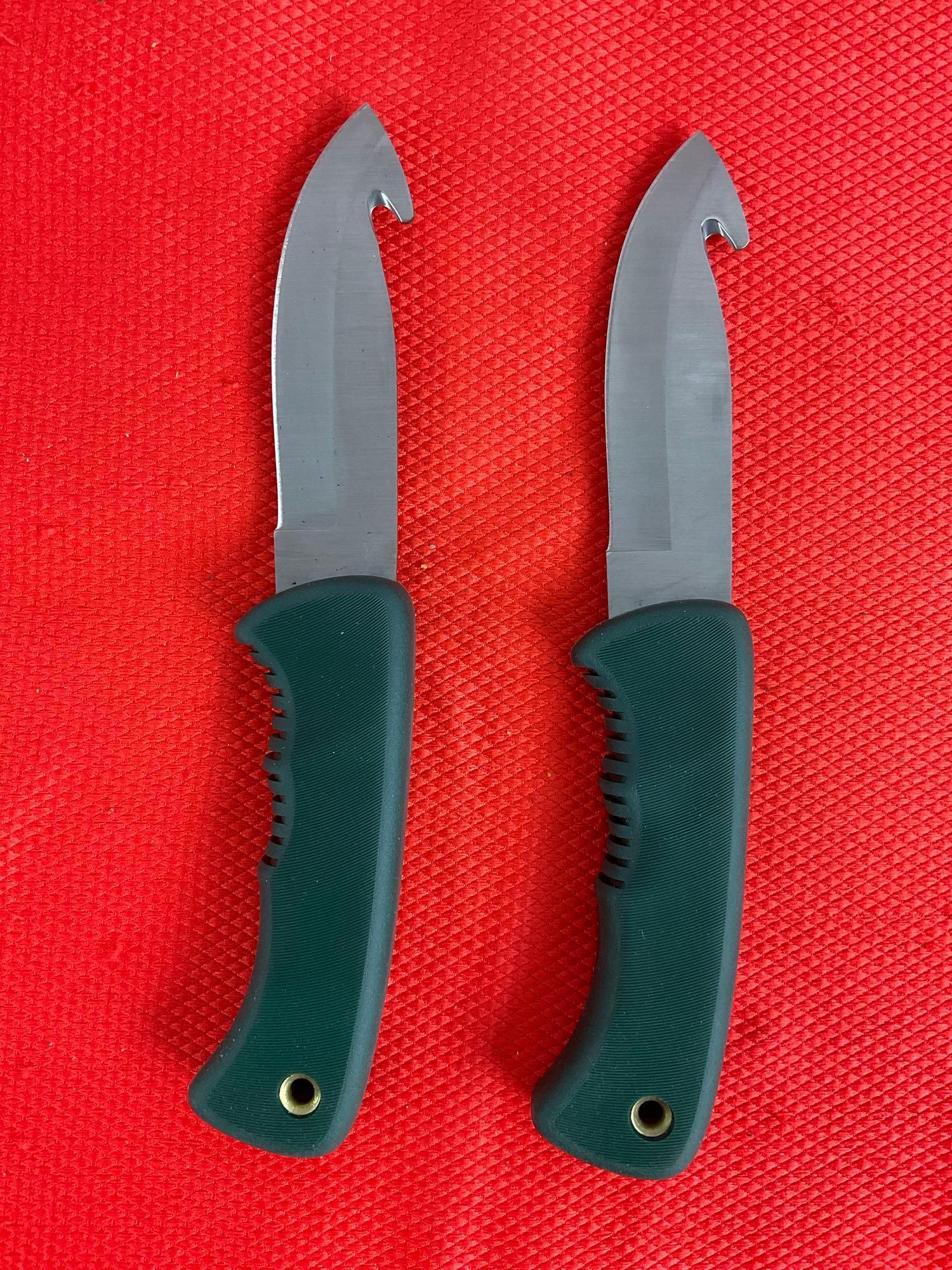 Pair of Vintage Schrade Old Timer Steel Fixed Blade Skinner Knives w/ Sheathes Model No. 1430T. N...