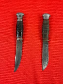 2 pcs Vintage Remington DuPont Collectible Fixed Blade Knives Models RH51 & RH71 w/ Sheaths. See