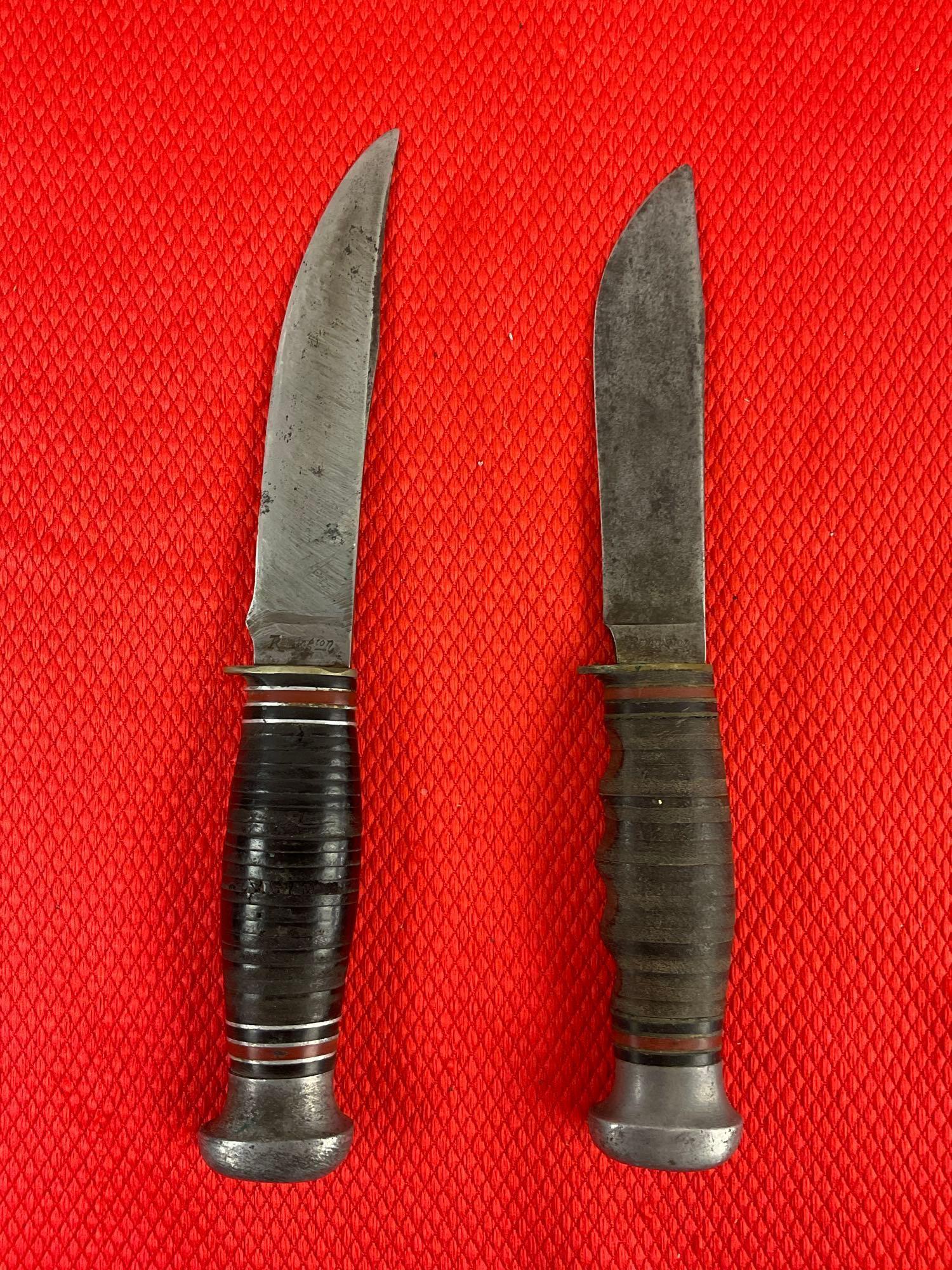 2 pcs Vintage Remington DuPont Collectible Fixed Blade Knives Models RH51 & RH71 w/ Sheaths. See