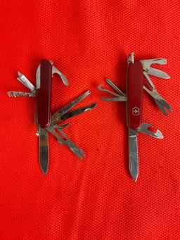 2 pcs Vintage Steel Folding Multi-Tool Swiss Army Pocket Knives. 1 Victorinox Officer Suisse, 1