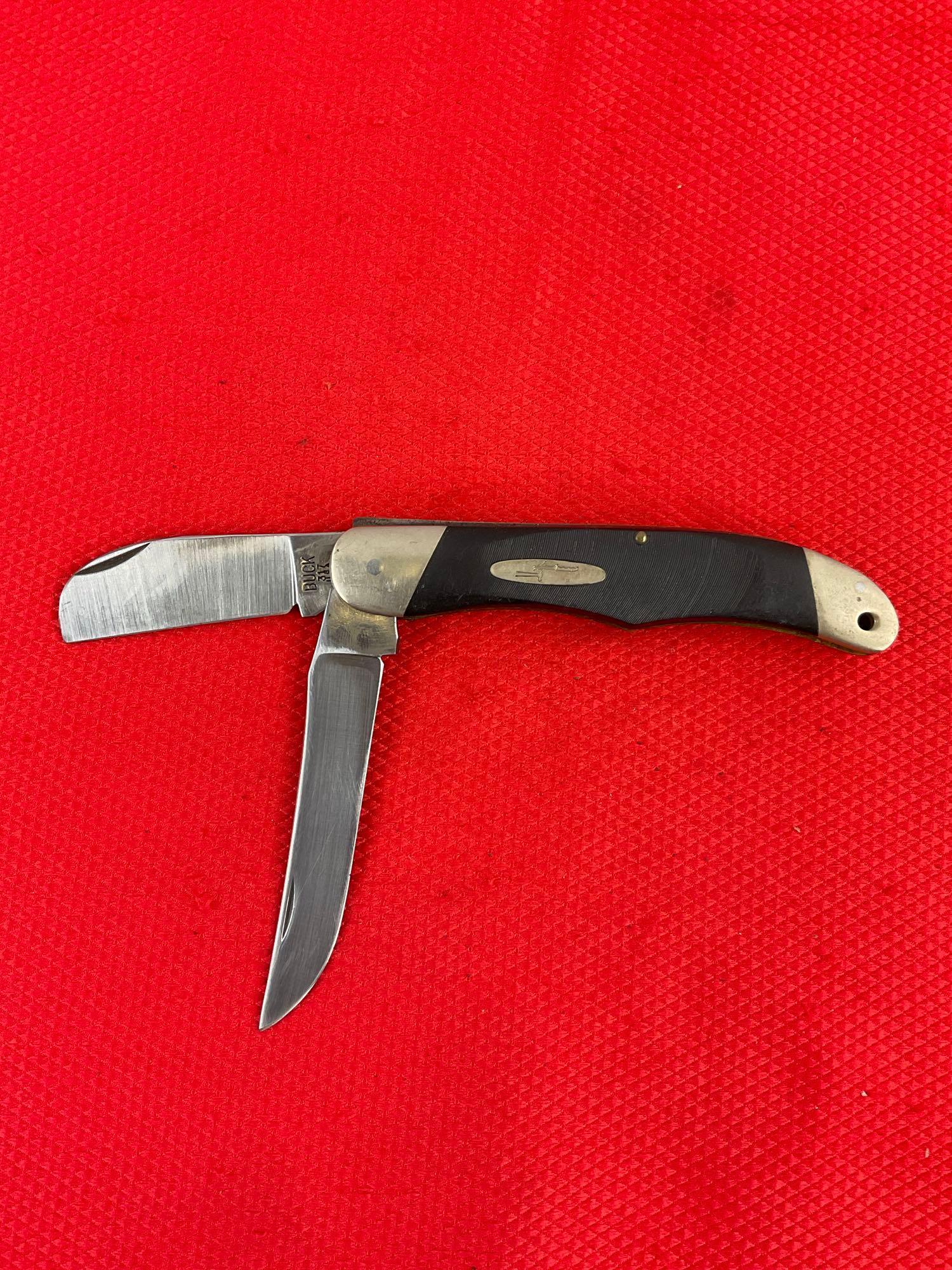 Vintage Buck 3.5" Steel 2-Blade Folding Trailblazer Pocket Knife Model 317. See pics.