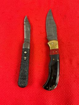 2 pcs Steel Folding Blade Pocket Knife Assortment. 1x Schrade Walden, 1x Unknown Maker. See pics.