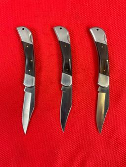 3 pcs Modern GW 3" Rostfrei Steel Folding Blade Pocket Knives Model GW10-425BPW. See pics.