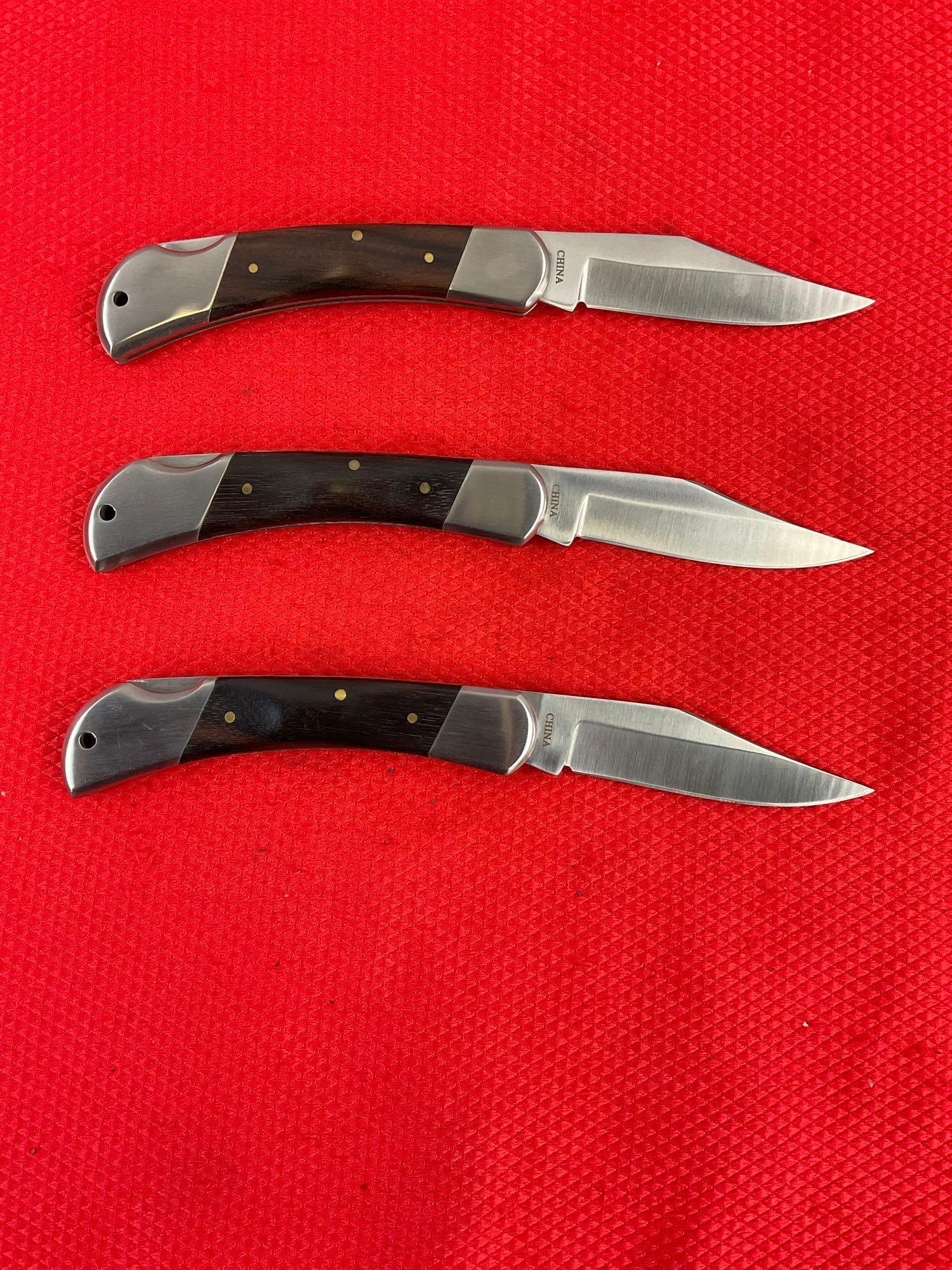 3 pcs Modern GW 3" Rostfrei Steel Folding Blade Pocket Knives Model GW10-425BPW. See pics.