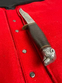 Craftsman Fixed Blade Knife With Bear Motif On Hilt - See pics - Fair to good condition