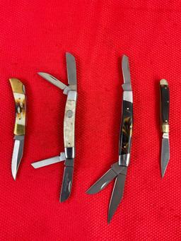 4 pcs Modern Rite Edge Steel Folding Blade Pocket Knives w/ Composite Handles. NIB. See pics.