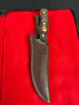 Vintage Craftsman USA Fixed Blade Knife w/ Leather Sheathe - See pics