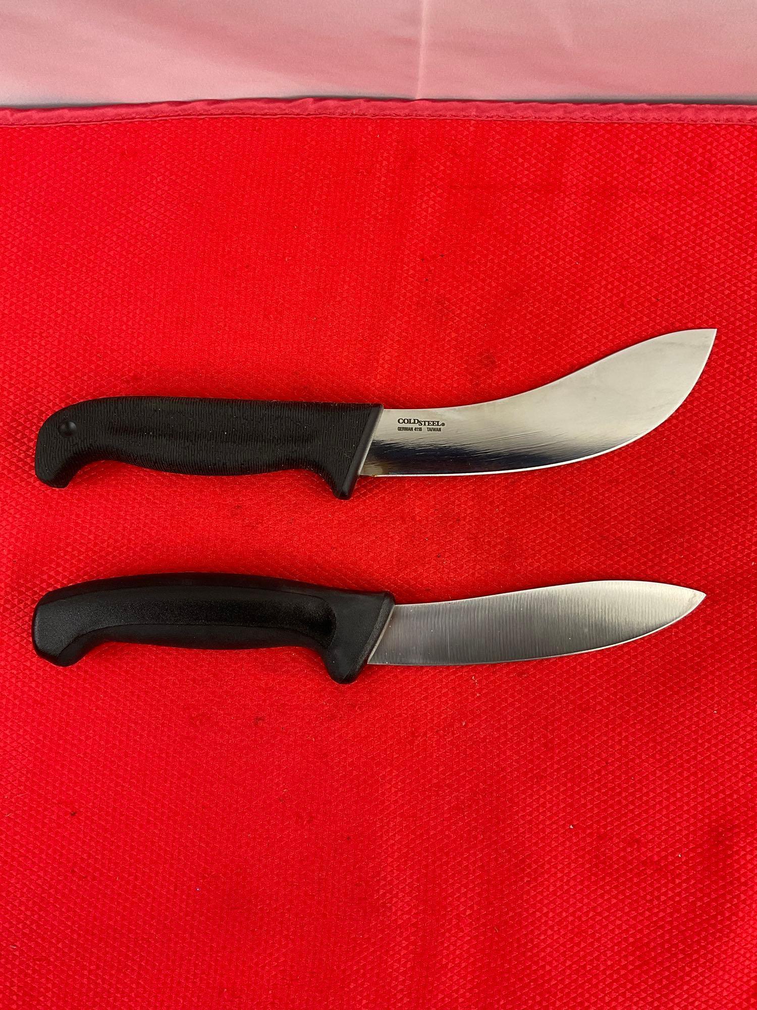 2 pcs Modern Steel Fixed Blade Knives. 1x Cold Steel 20VBSKZ, 1x Mundial MA49-5. See pics.