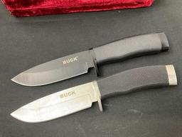 Pair of Classic Buck Fixed Blade Knives, w/ nylon sheaths, 4.5 inch blades