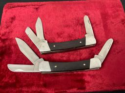 Pair of Vintage Buck 703 Colt Stockman Rosewood, Triple Blade Knives