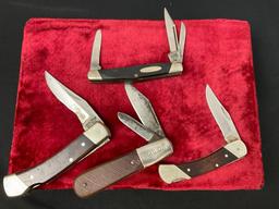 4x Folding Pocket Knives, Pair of Schrade Uncle Henry Knives, Buck stockman 303, Barlow Mini Trap...