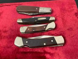 4x Folding Pocket Knives, Pair of Schrade Uncle Henry Knives, Buck stockman 303, Barlow Mini Trap...