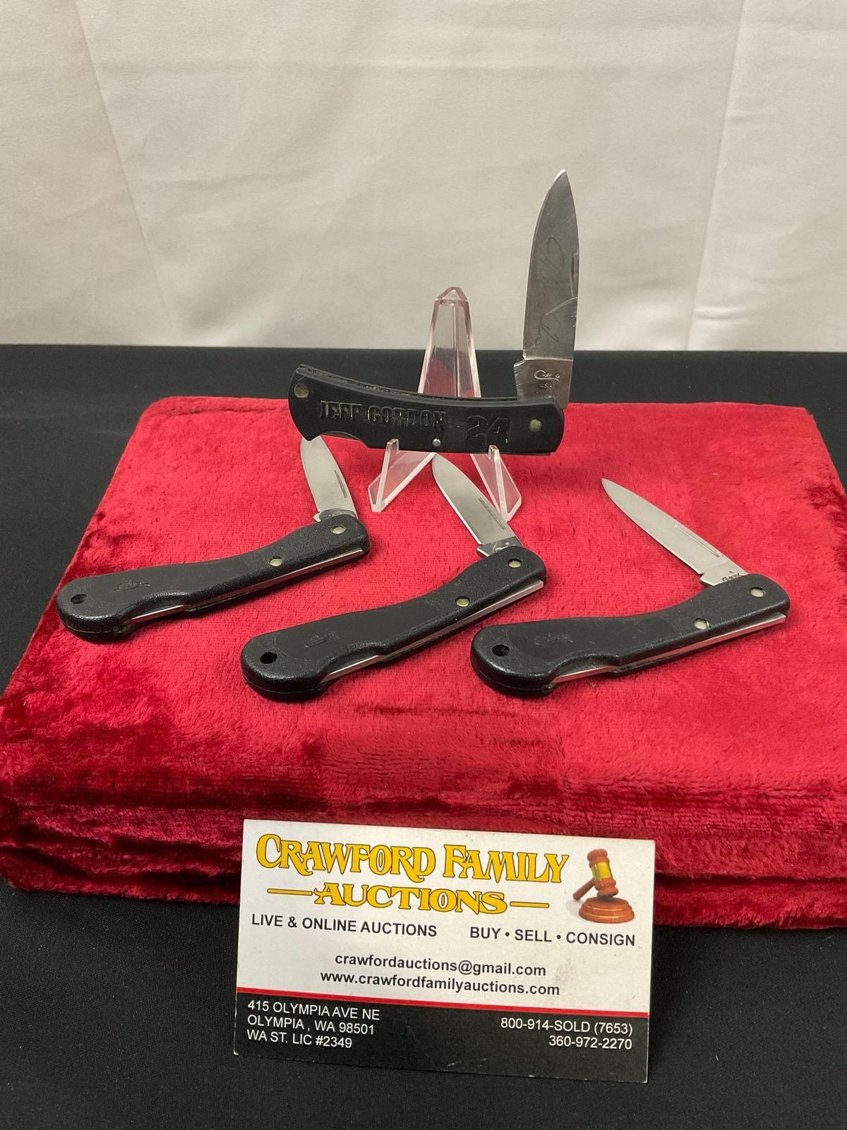 4x Case Folding Knives, plastic handled knives, models 3x 059L, 1x 225L, stainless blades