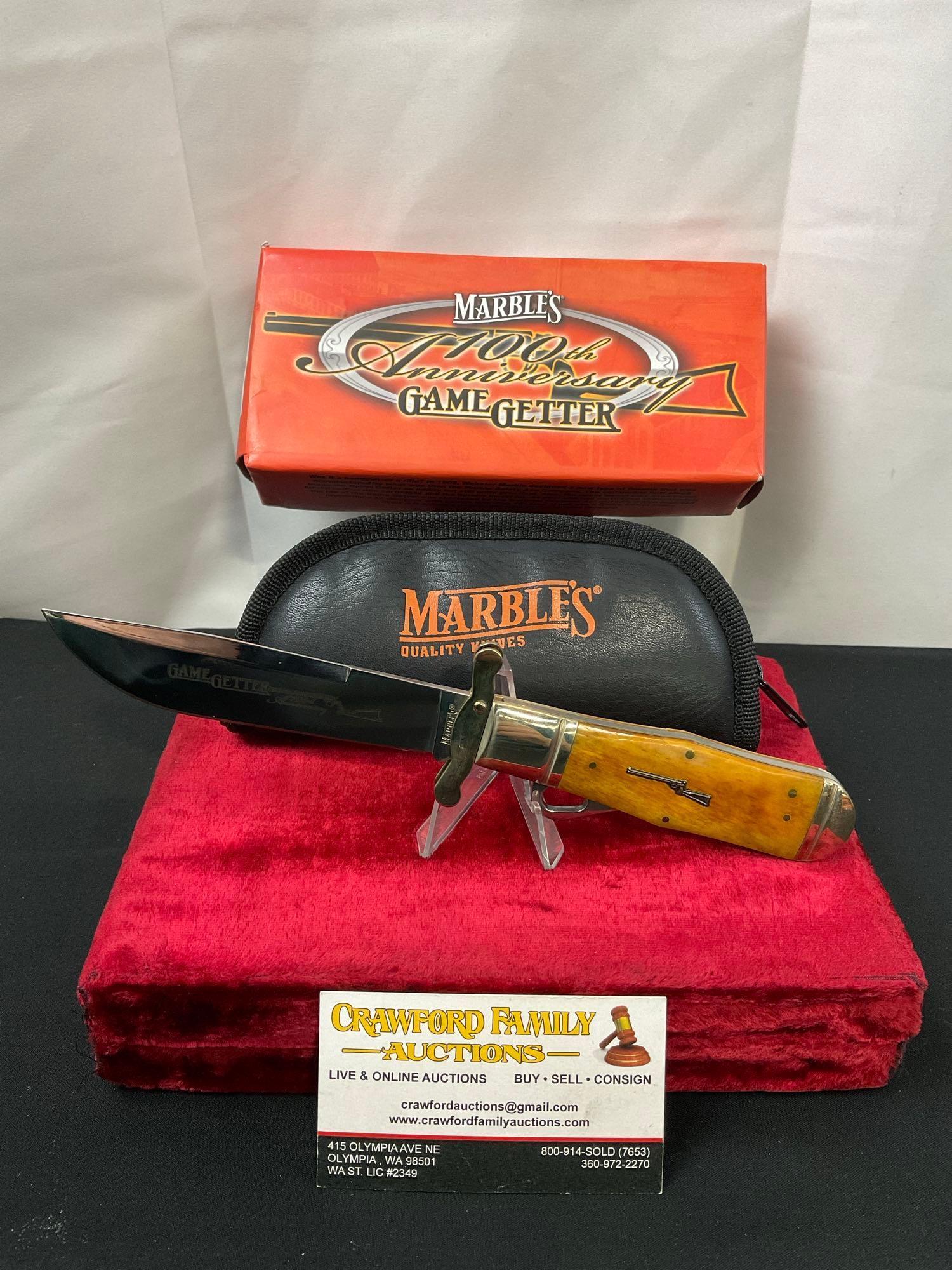 Marble MR217 Folding Knife 100th Anniversary Game Getter, NIB original case & box