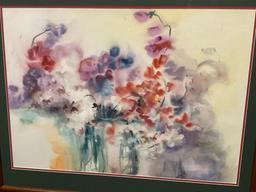 Framed Watercolor on Paper, Floral Still Life, by B.J. Fitzgerald 1986