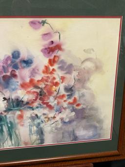 Framed Watercolor on Paper, Floral Still Life, by B.J. Fitzgerald 1986