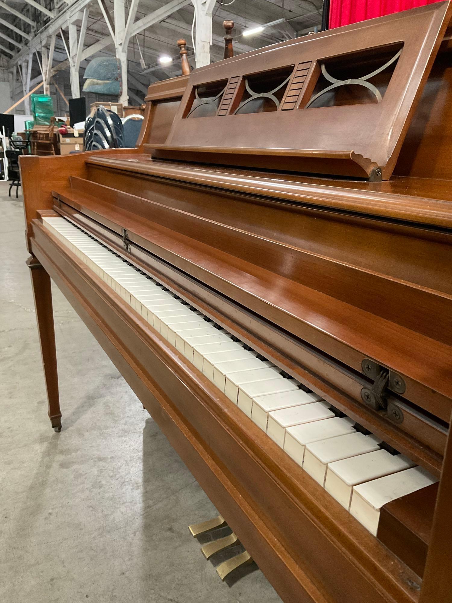 Vintage Kimball Life Crowned Piano No. 641924. Tested, Works. Measures 56.5" x 42" See pics.