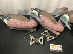Four Duck Decoys, From G&H Decoys Henryetta Oklahoma, Two Mallards, two with red breasts