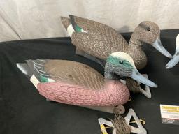 Four Duck Decoys, From G&H Decoys Henryetta Oklahoma, Two Mallards, two with red breasts