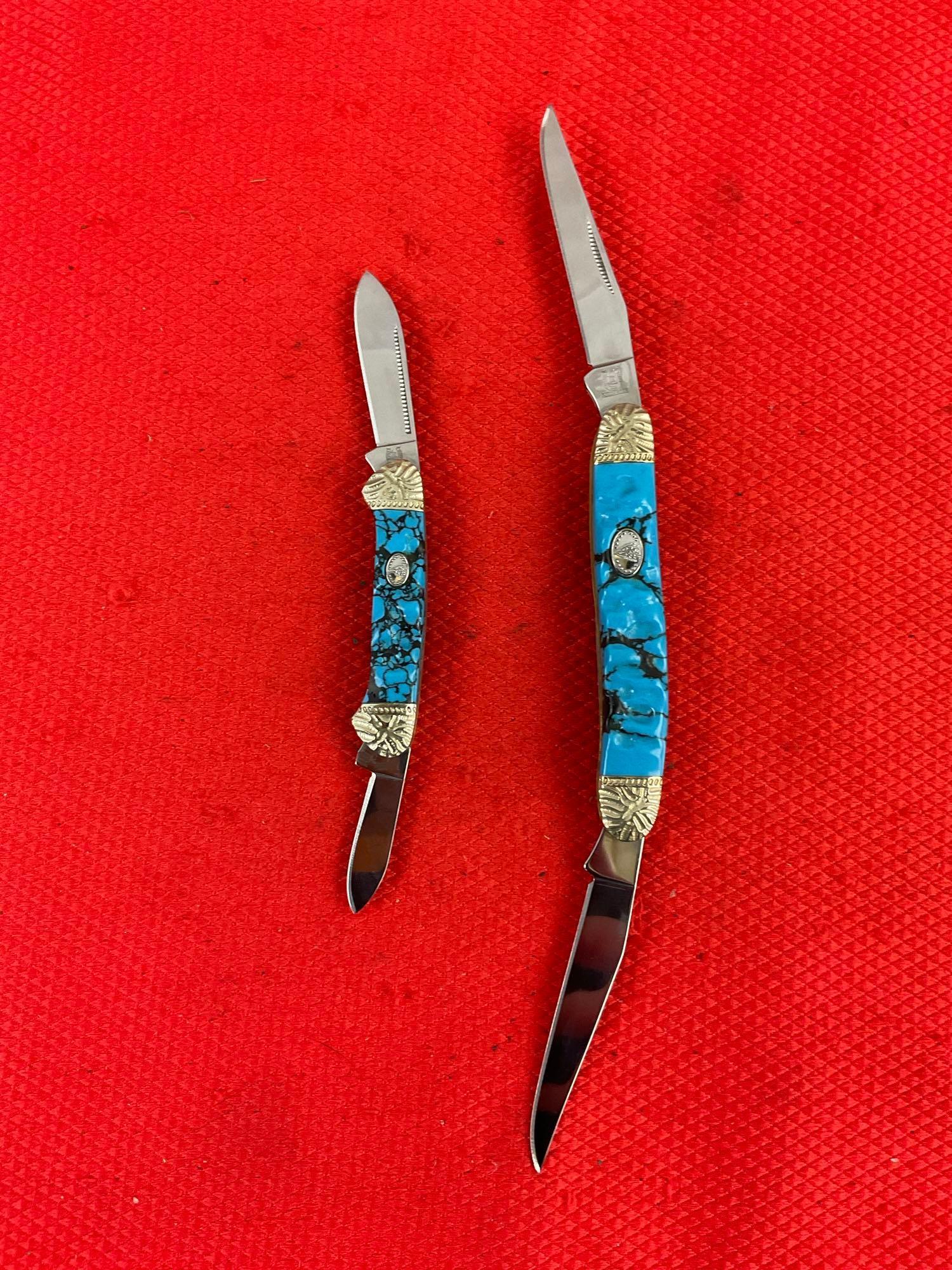 2 pcs Rough Rider Arrow Head Pocket Knives Designed by Brian Yellowhorse. RR790 & RR792. NIB. See