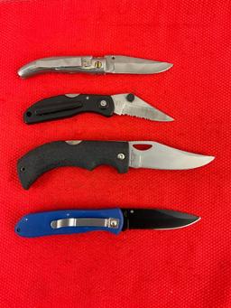 4 pcs Steel Folding Blade Pocket Knives Assortment. 1x MeyerCo, 1x Fury, 1x WY Stainless. See pics.