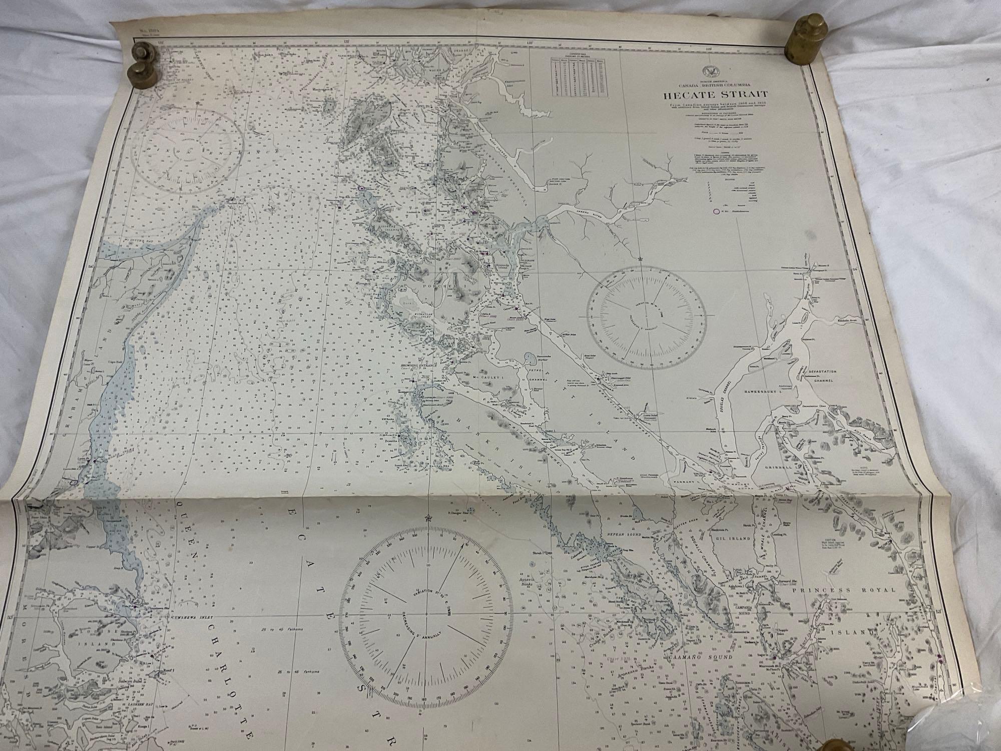 Vintage 1937 US NAVY NA Canada, British Columbia, Hecate Strait