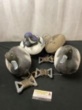 Set of 4 Duck Decoys by w/ Long cords on spindles