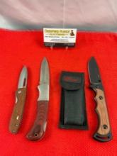 3 pcs Modern Folding Blade Pocket Knife Assortment. 1 Coast Titanium Knife, 2 Unknown. See pics.