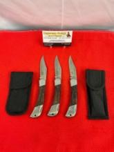 3 pcs Modern GW 3" Rostfrei Steel Folding Blade Pocket Knives Model GW10-425BPW. See pics.