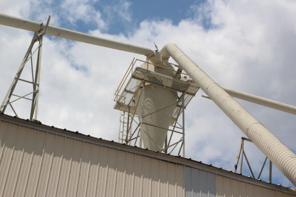 Cyclone Dust Collector Approx. 6' Mounted on Rooftop w/Catwalk-ladder