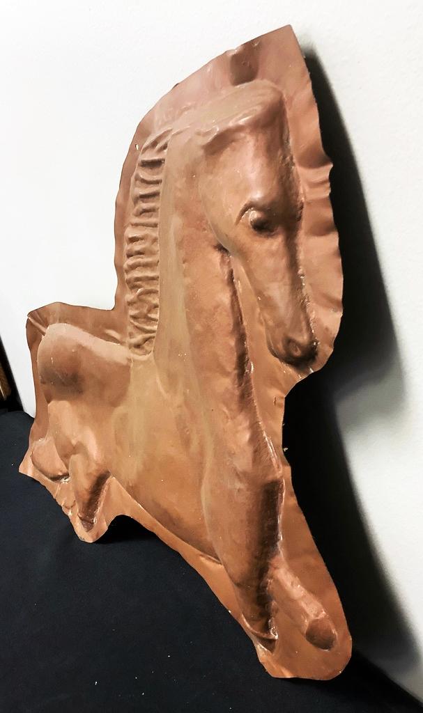 Hand Tooled Sheet Copper Horse Sculpture - 18"x15"