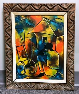 Paul Beauvoir Oil On Canvas - Haitian Genre, Signed Lower Left, Framed 16½"