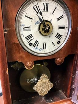 Antique Wooden Clock - 20"x5"x13", As Found