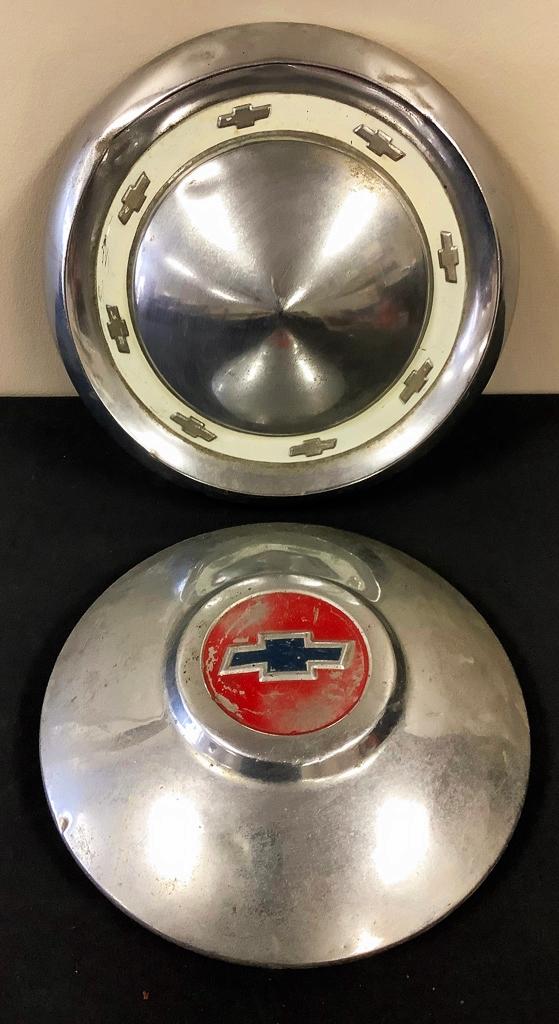 2 Vintage Chevrolet Hubcaps - 9½" & 10½"