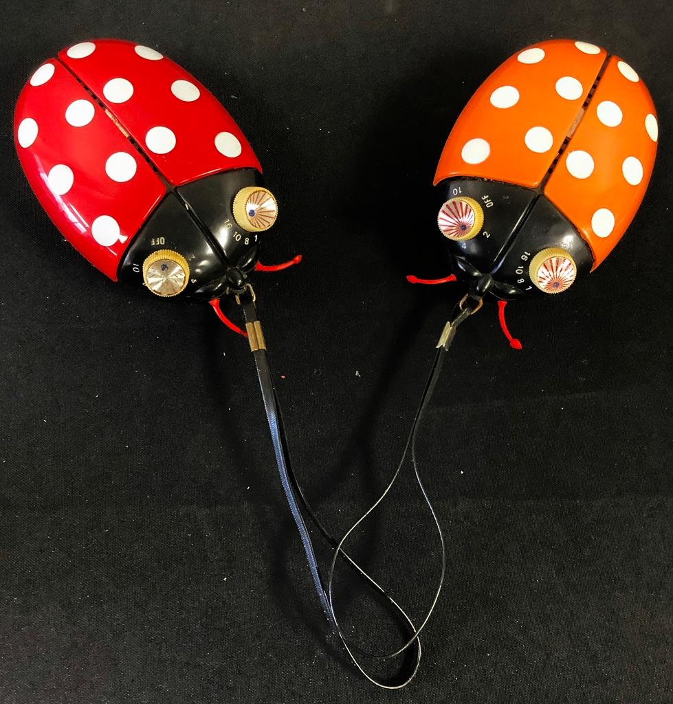 2 Vintage Lady Bug Radios - As Found