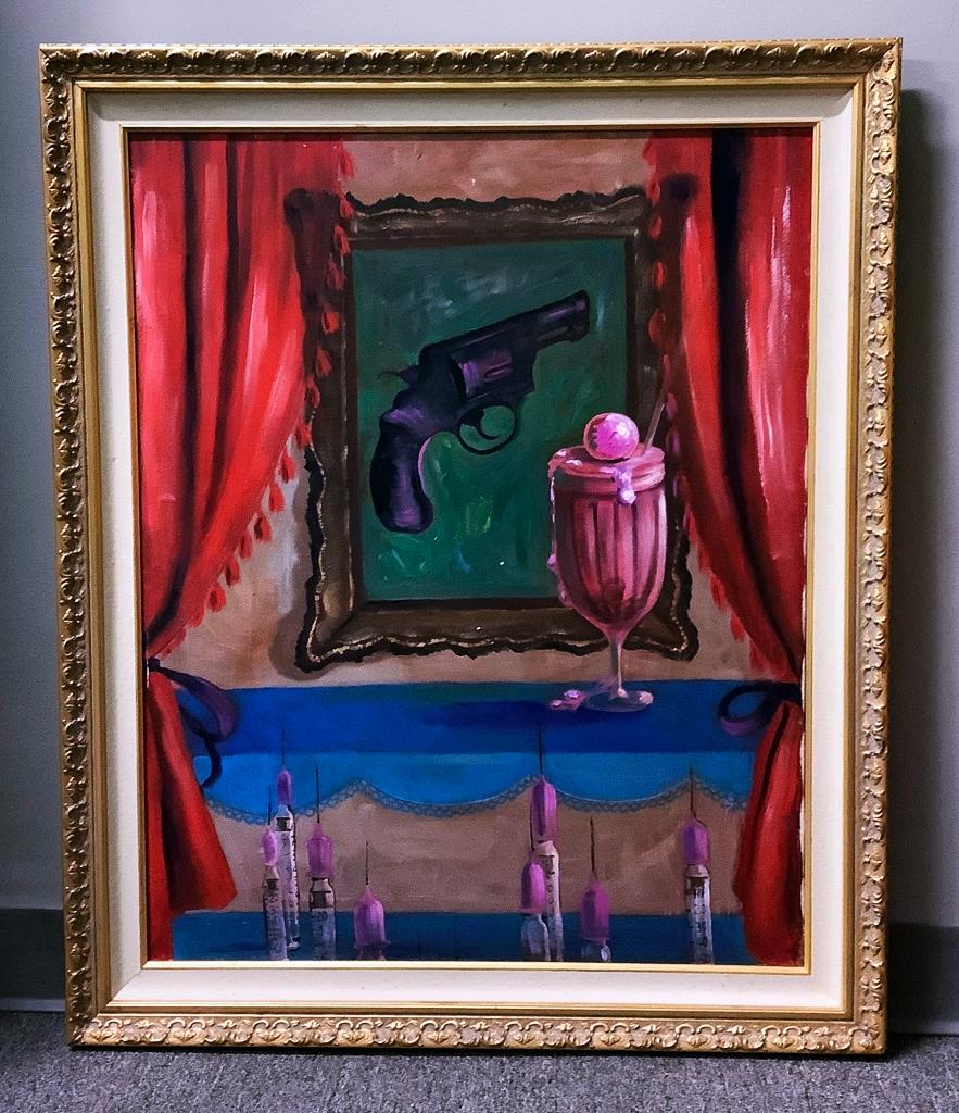 Vintage Surrealism Oil On Canvas - Unsigned, Framed, 25½"x35½