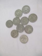 US Silver Franklin Halves- various dates/mints 10 coins