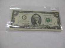 US Currency $2.00 Bills Consecutively numbered 4 bills- Crisp