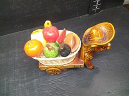 Vintage Donkey Cart with Faux Veggies and Fruit