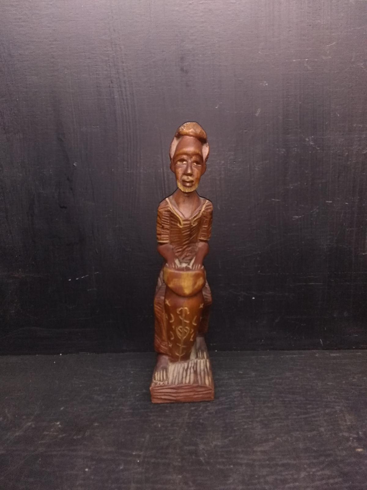 Hand Carved wooden Figure-Man Playing Drum