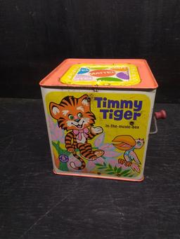 Vintage Tin Lithograph Timmy Tiger "Jack in the Box"