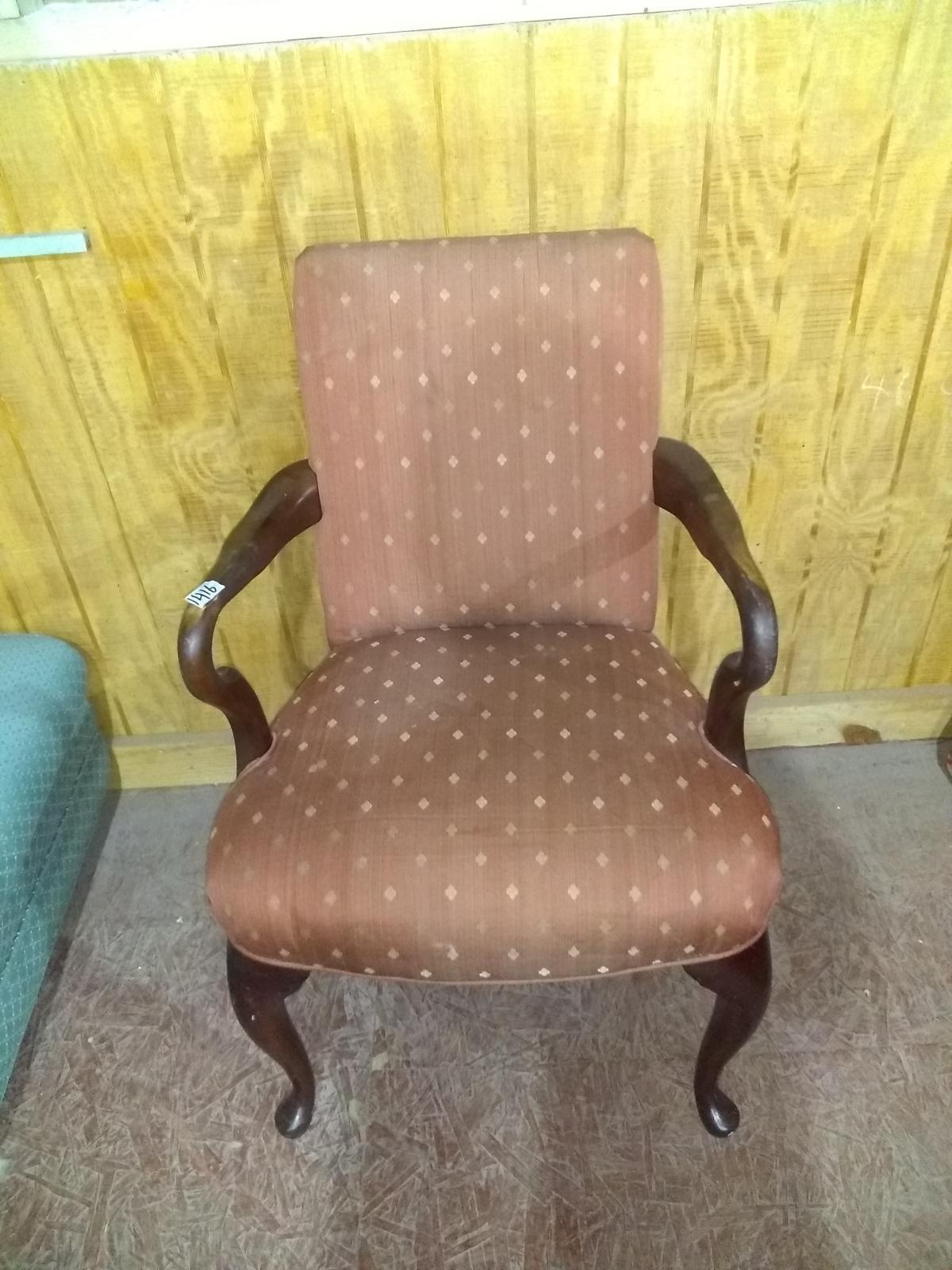 Mahogany Chippendale Upholstered Armchair