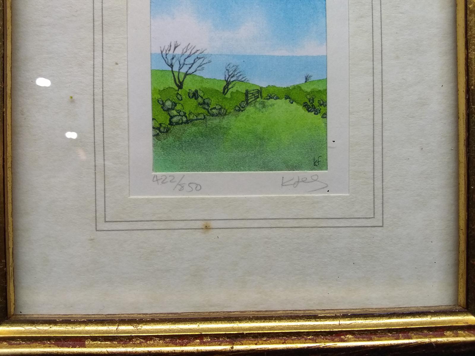 Pair Framed Miniature Prints-Landscapes signed & numbered