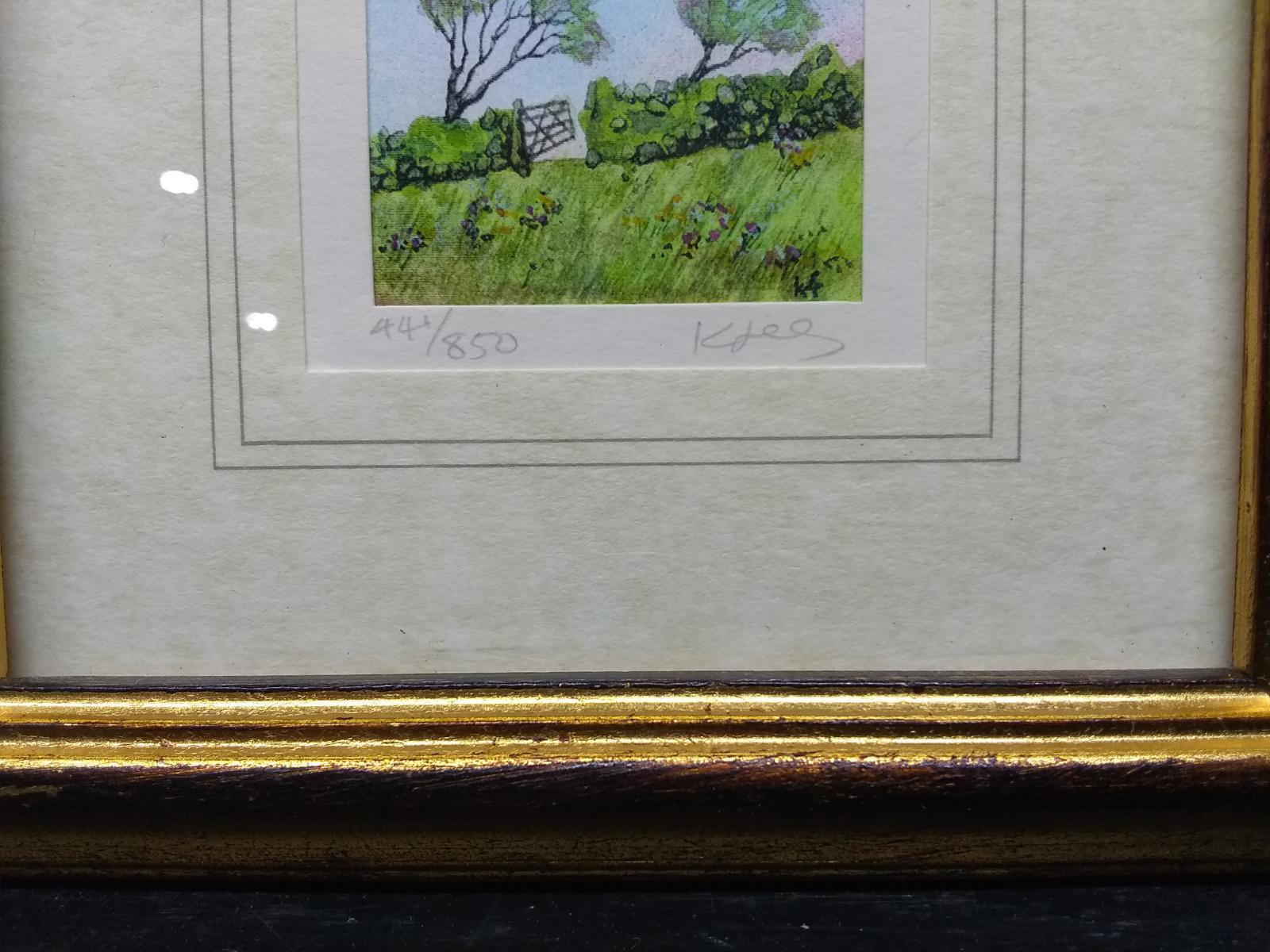 Pair Framed Miniature Prints-Landscapes signed & numbered